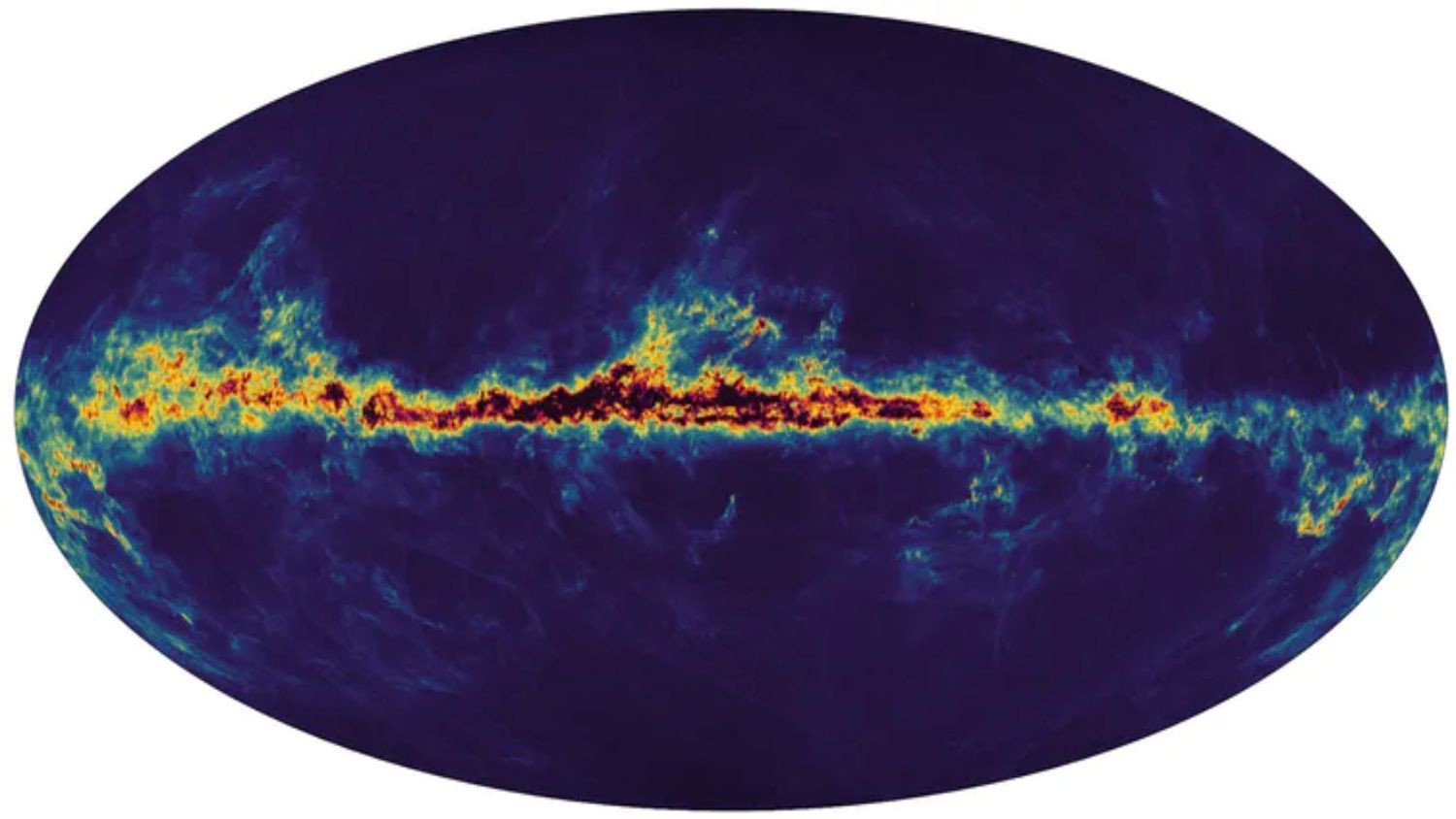 Mapa de la materia que hay entre las estrellas de la Vía Láctea obtenido con el más reciente catálogo de Gaia. ESA/_Gaia_/DPAC, CC BY-NC-SA