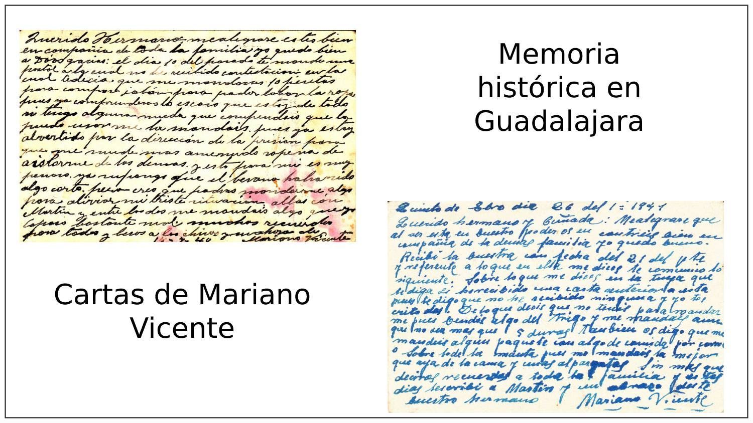 Algunas de las cartas enviadas por Mariano Vicente, un guadalajareño represaliado por los franquistas.