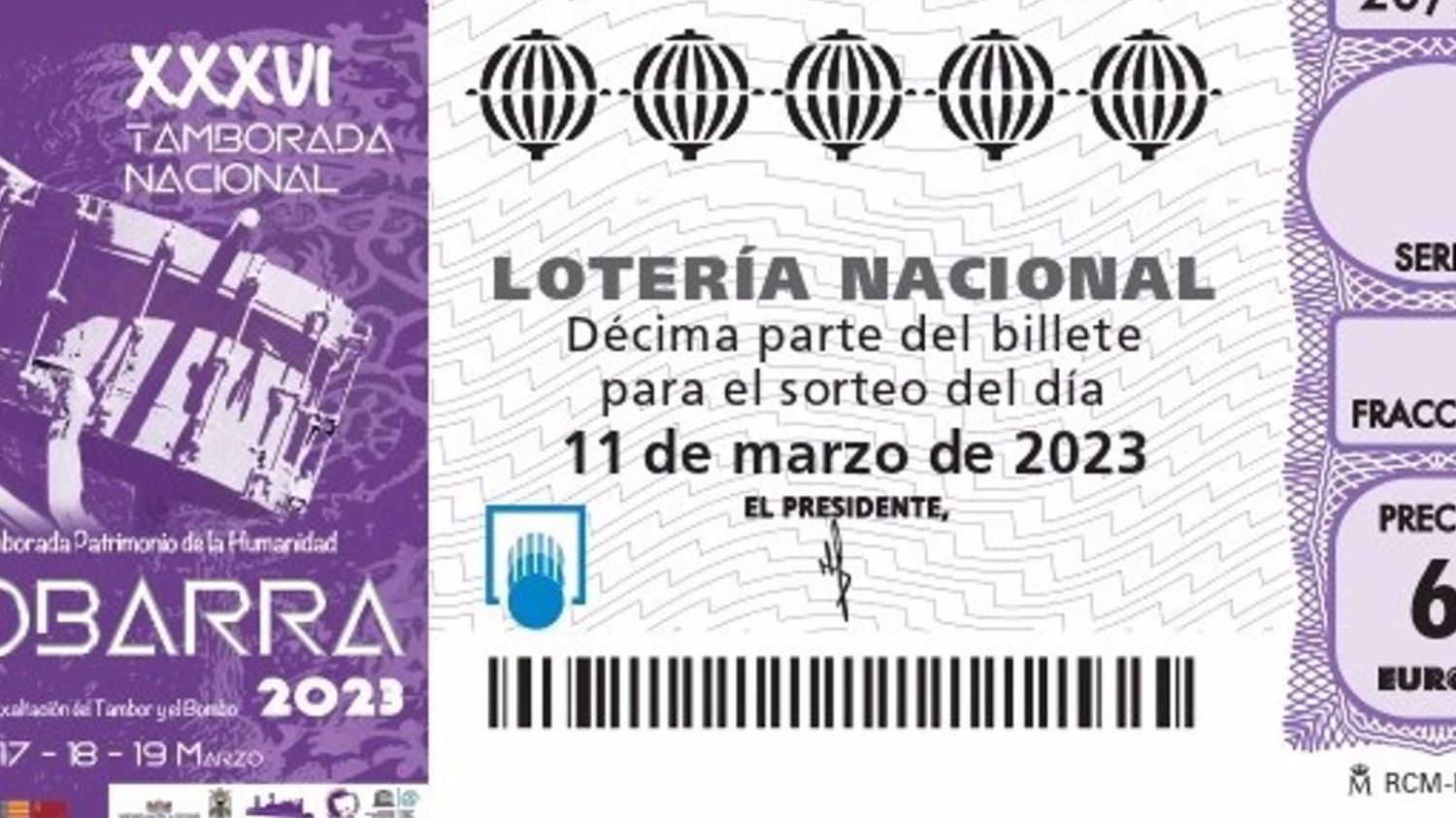 La Tamborada Nacional que se celebrará en Tobarra el próximo mes de marzo tendrá su billete de Lotería la semana anterior.