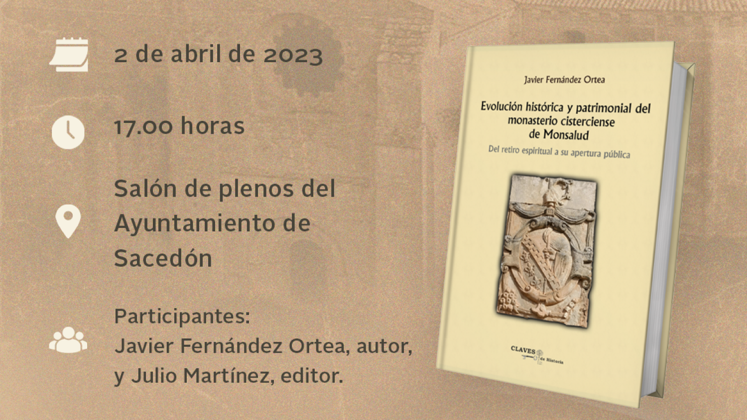 Cartel presentación del último libro de Javier Fernández Ortea.