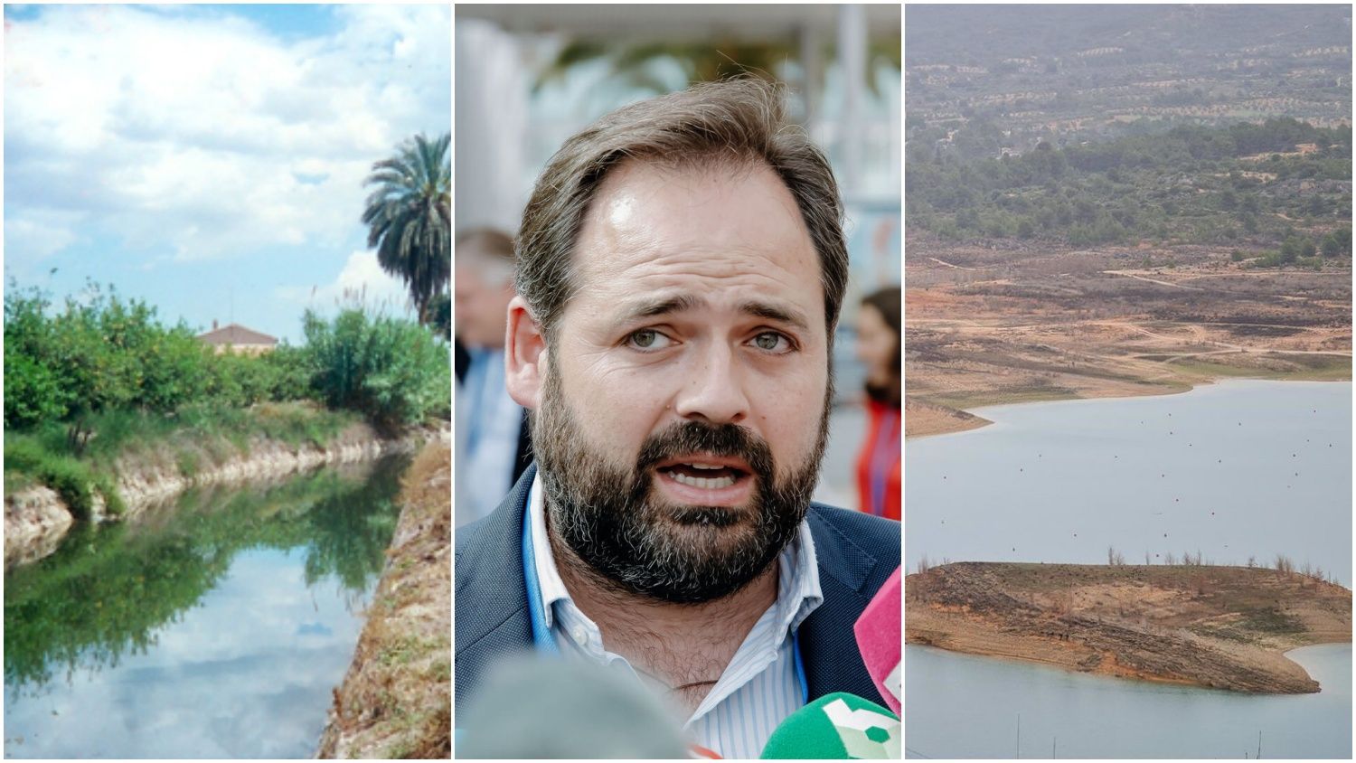 A la izquierda, acequias de Murcia, Paco Núñez (PP) y embalses del Tajo, a la derecha.
