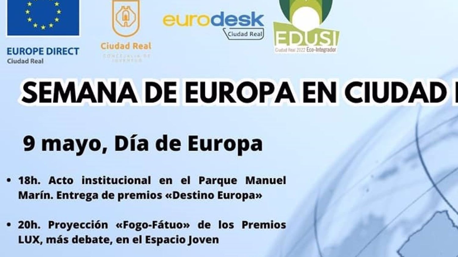 Cartel de los actos previstos en Ciudad Real por el día de Europa.