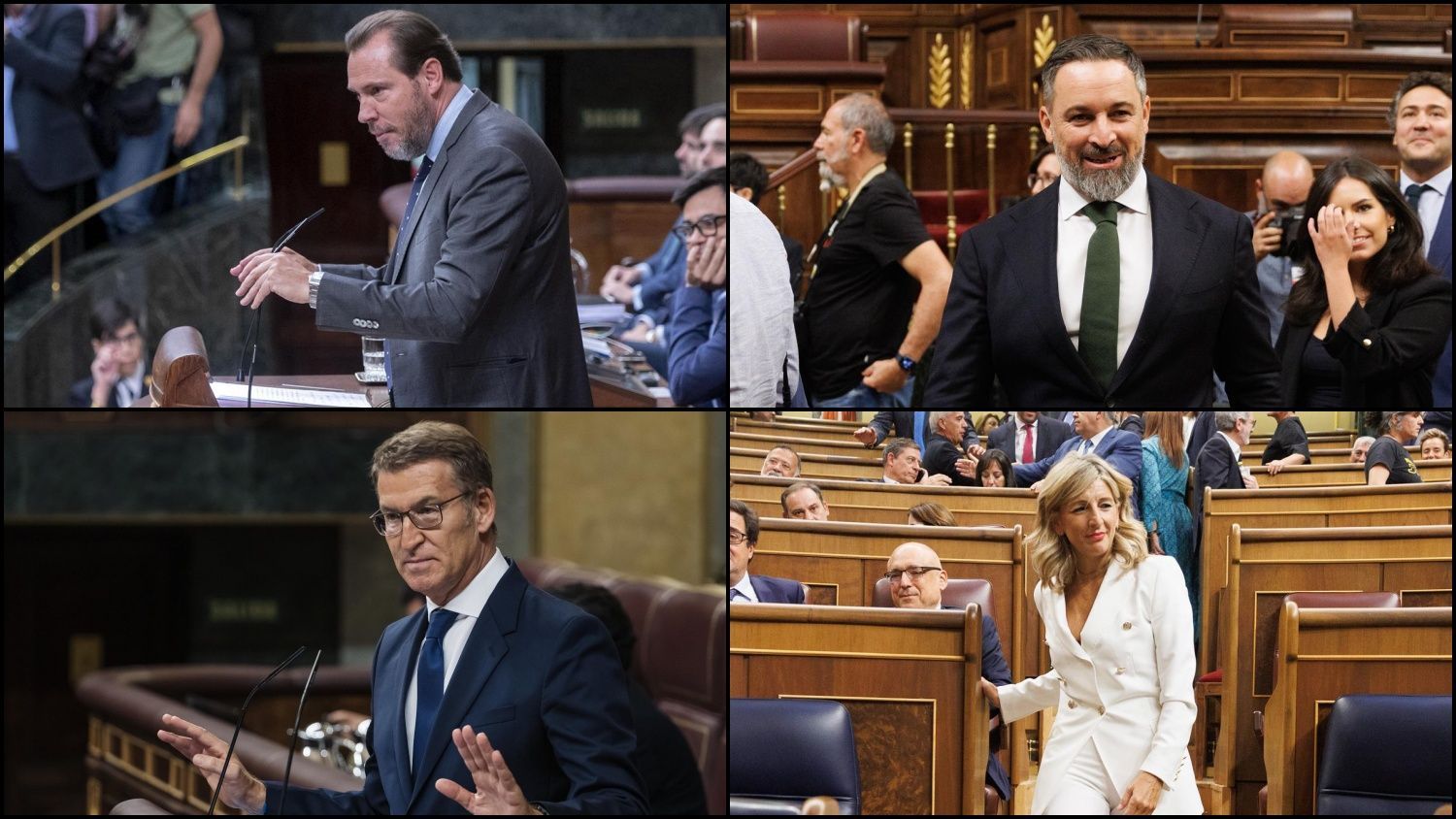 Arriba: Oscar Puente y Abascal. Abajo: Feijóo y Díaz.