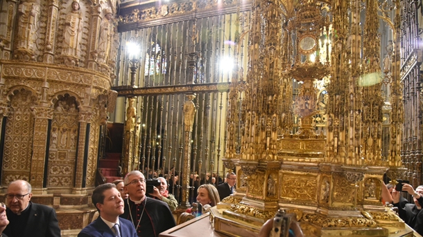 Presentación, el pasado lunes, de las tareas de restauración llevadas a cabo en la Custodia de Arfe